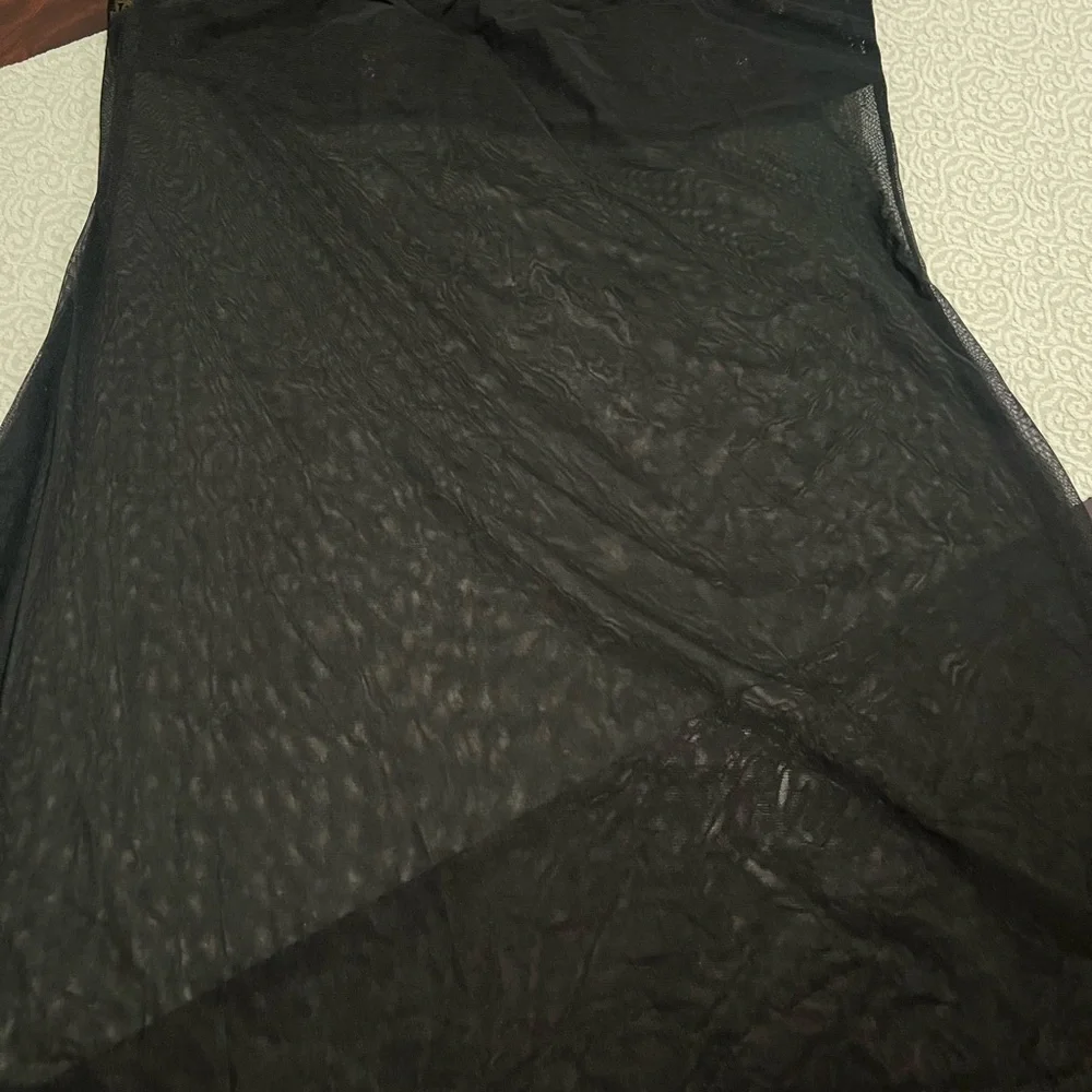 Victoria’s Secret Black Sheer Babydoll Nightgown with Gold Sequin Accent Y2K - Picture 6 of 11